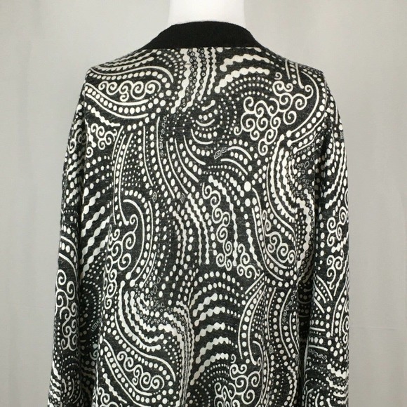 Chicos Cardigan Womens Sz 3 US XL 16 Black White Linen Blend Knit Sweater - Picture 4 of 7